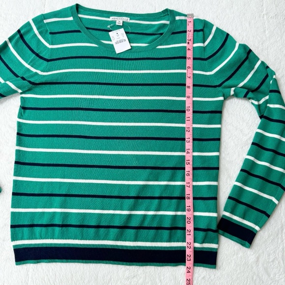 J.Crew Factory | Mercantile Green/Navy Striped ‘Peyton’ Knit Sweater *NWT* - Picture 11 of 11